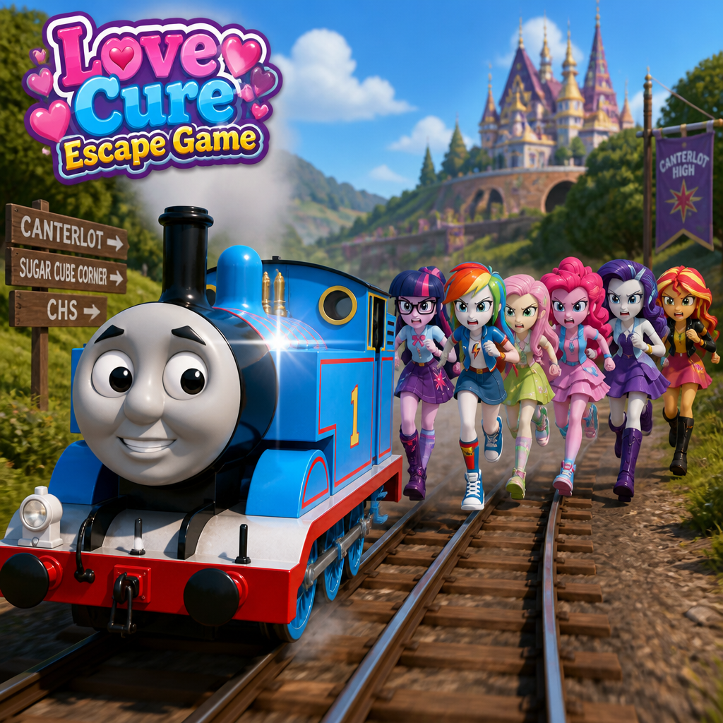 In love cure escape game game gameplay you are play as POV of Thomas the tank engine you was chased by my little pony Equestria girls
