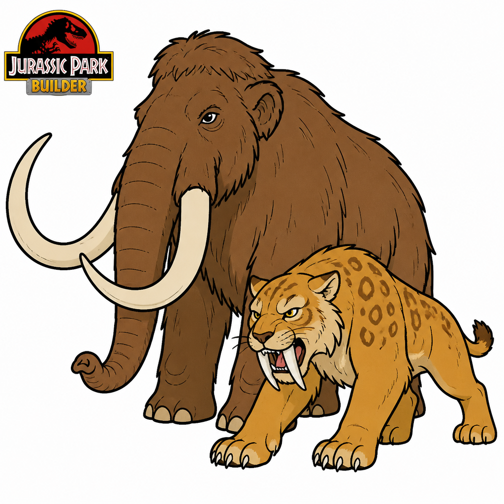 Mammouth et Smilodon Jurassic Park Builder Fanart