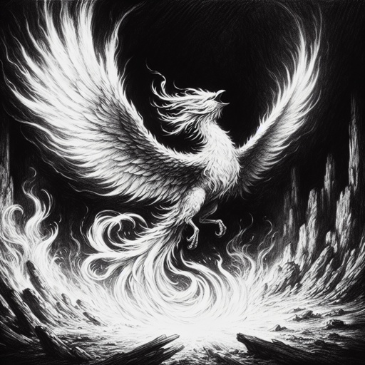 A phoenix rising from flames. Fanart