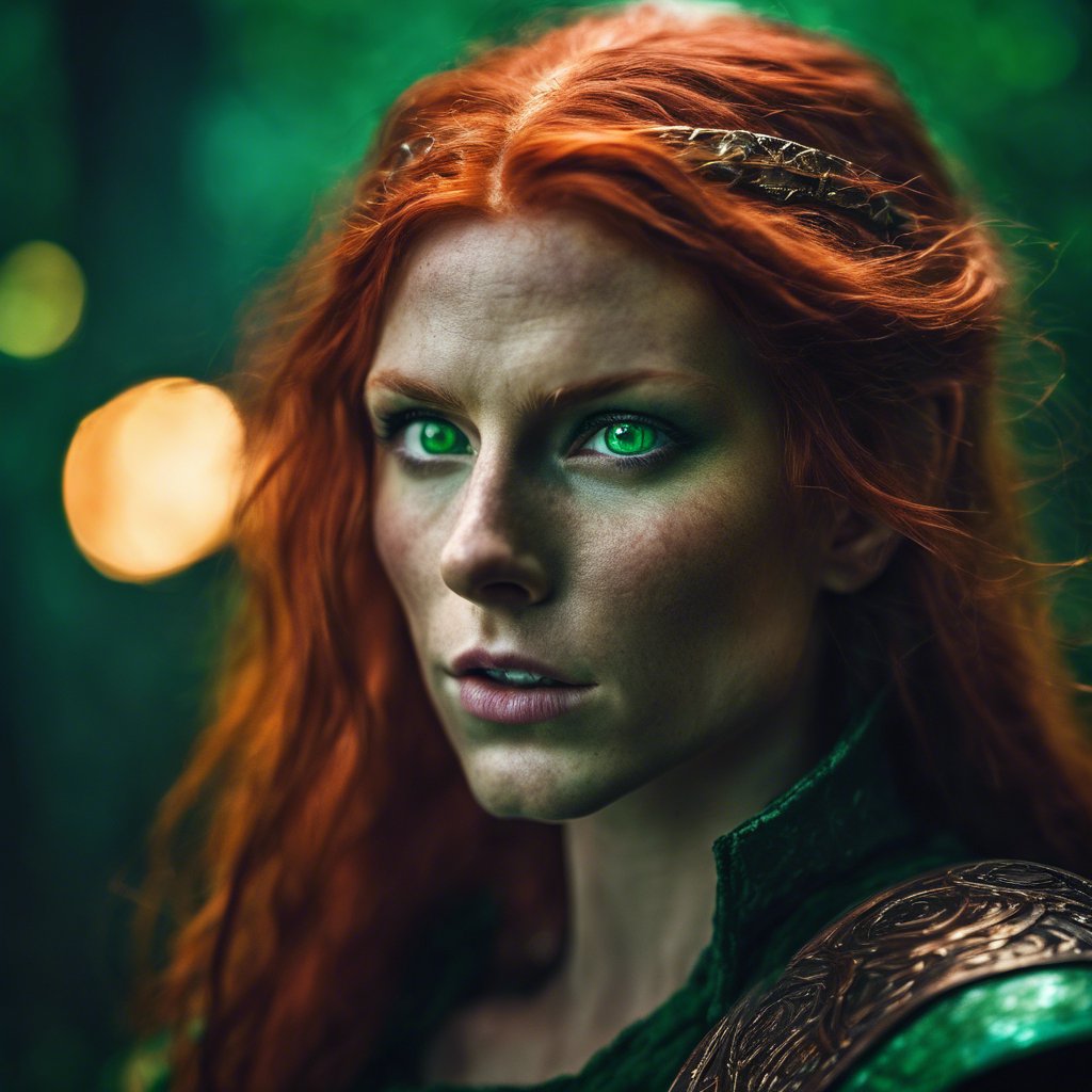 High elf celestial red hair green Fanart