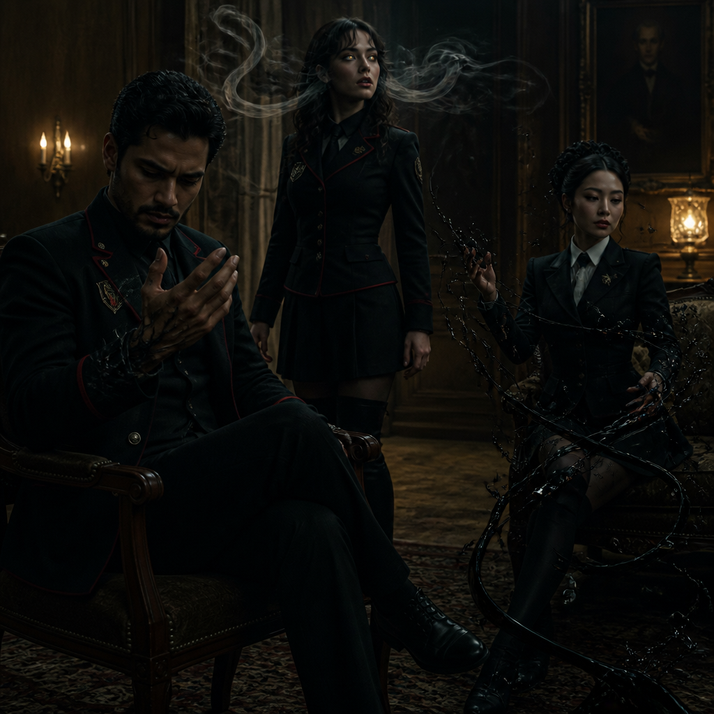 Je veux que tu me fasses une équipe à la Umbrella Academy, genre ils ont tous une sorte d’uniforme, mais chacun a son style avec certains roulés d’autres des jupes, d’autres un truc gothique etc. alors voici les personnages suivants ils sont dans une sorte de manoir. Certains sont assis sur un canapé et d’autres sont debout. Ils ont tous 30 ans. Je veux une mini démonstration de leur pouvoir.
Je veux qu’on les voit de loin, genre, ils sont hyper loin et on le voit assis sur un canapé ou debout genre dans une pièce sombre et ils sont Dispersés pas côte à côte
Latino, cheveux mi longs mi court avec mini barbe, il a le pouvoir métamorphique, genre je veux que tu transformes sa main en quelque chose, comme si il allait se transformer en une autre personne
Genre il a une main d’une autre ethnie ou dans notre sexe
Femme, cheveux noirs, elle est blanche, yeux orange marron, contrôle les gens avec son champs grâce à sa voix
Femme asiatique, élégante
Control des liquides comme du pétrole ou de l’encre
Femme latina teint caramel blond cheveux bouclés frange yeux gris clairs, Lit dans les objets et les gens, voit l’avenir. Parle au mort
veux vraiment une ambiance hyper froide, hyper élégante obscur, pas un truc académique Dispersés pas côte à côte normalement il y a que trois personnes au final