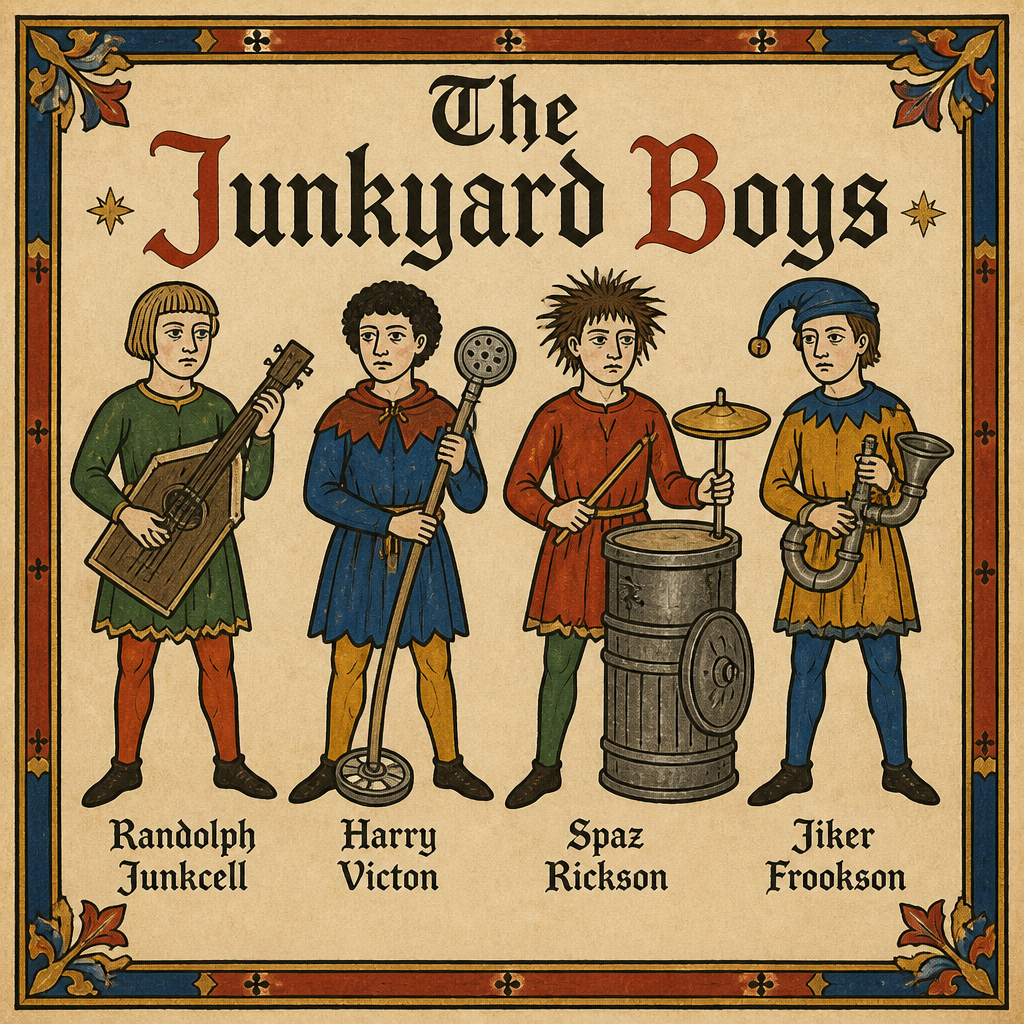 Band name the junkyard boy the walking dead games and 4 members name Randolph junkcell and Harry victon and spaz rickson and jiker Frookson at them are teenage