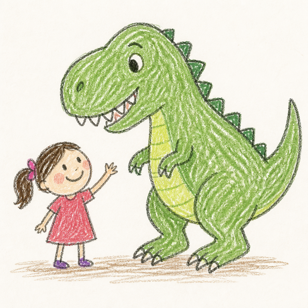 A little girl and a T-Rex