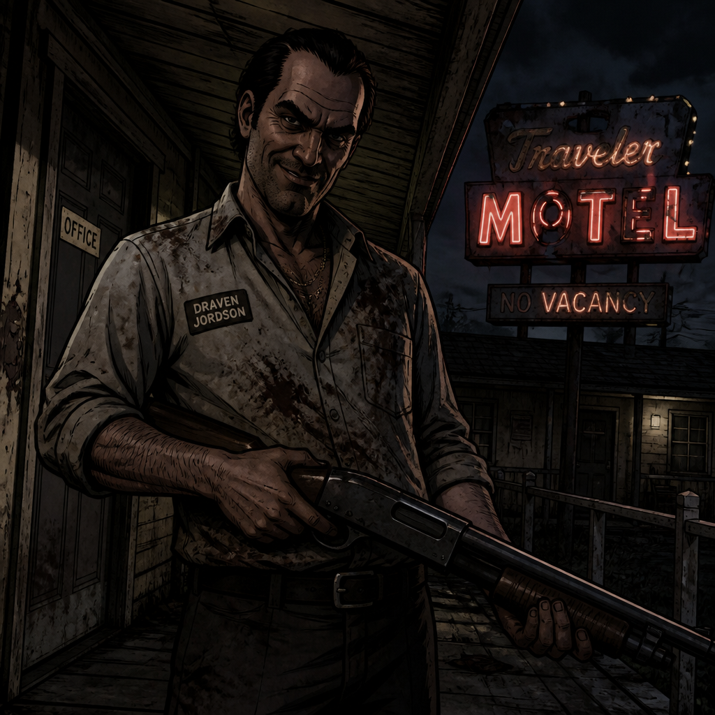 Draven jordson in the walking dead games he is evil motel owner