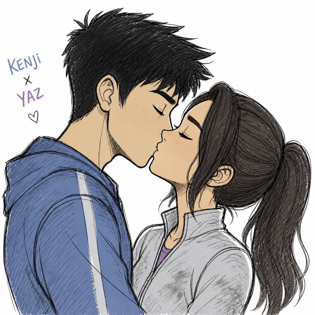 Kenji X Yaz Kiss Camp Cretaceous FanArt