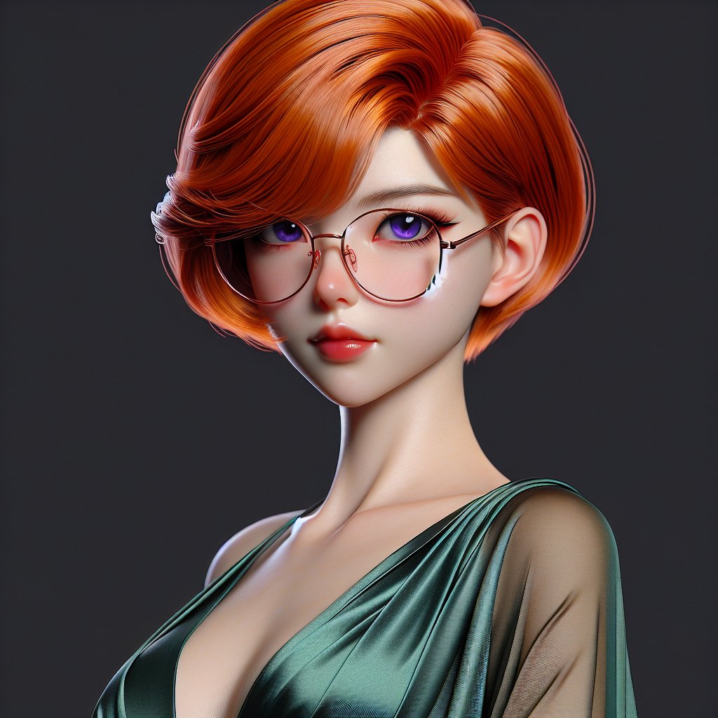 Anime Girl Orange Hair Glasses Anime Fanart
