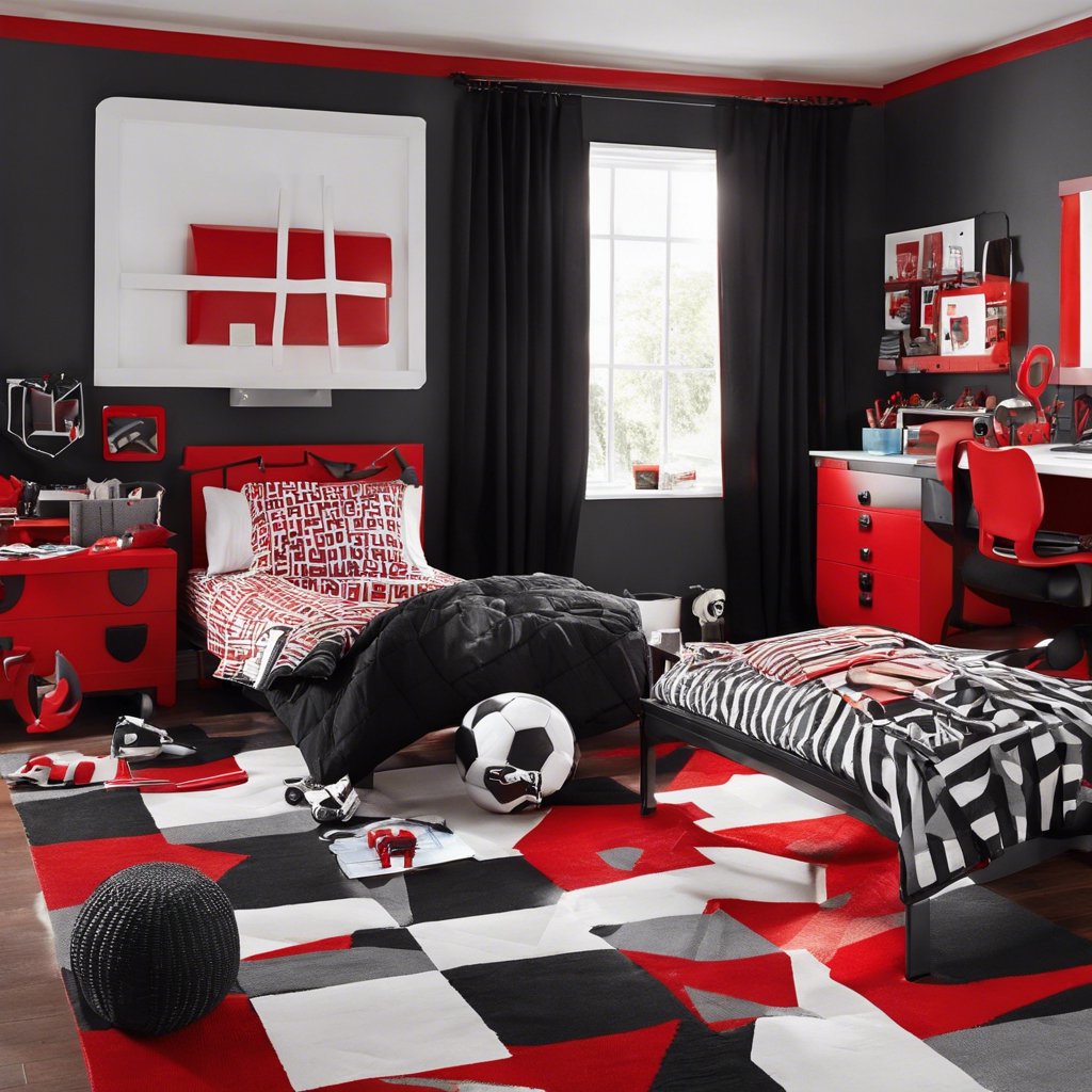 Boy bedroom red and black | Fanart