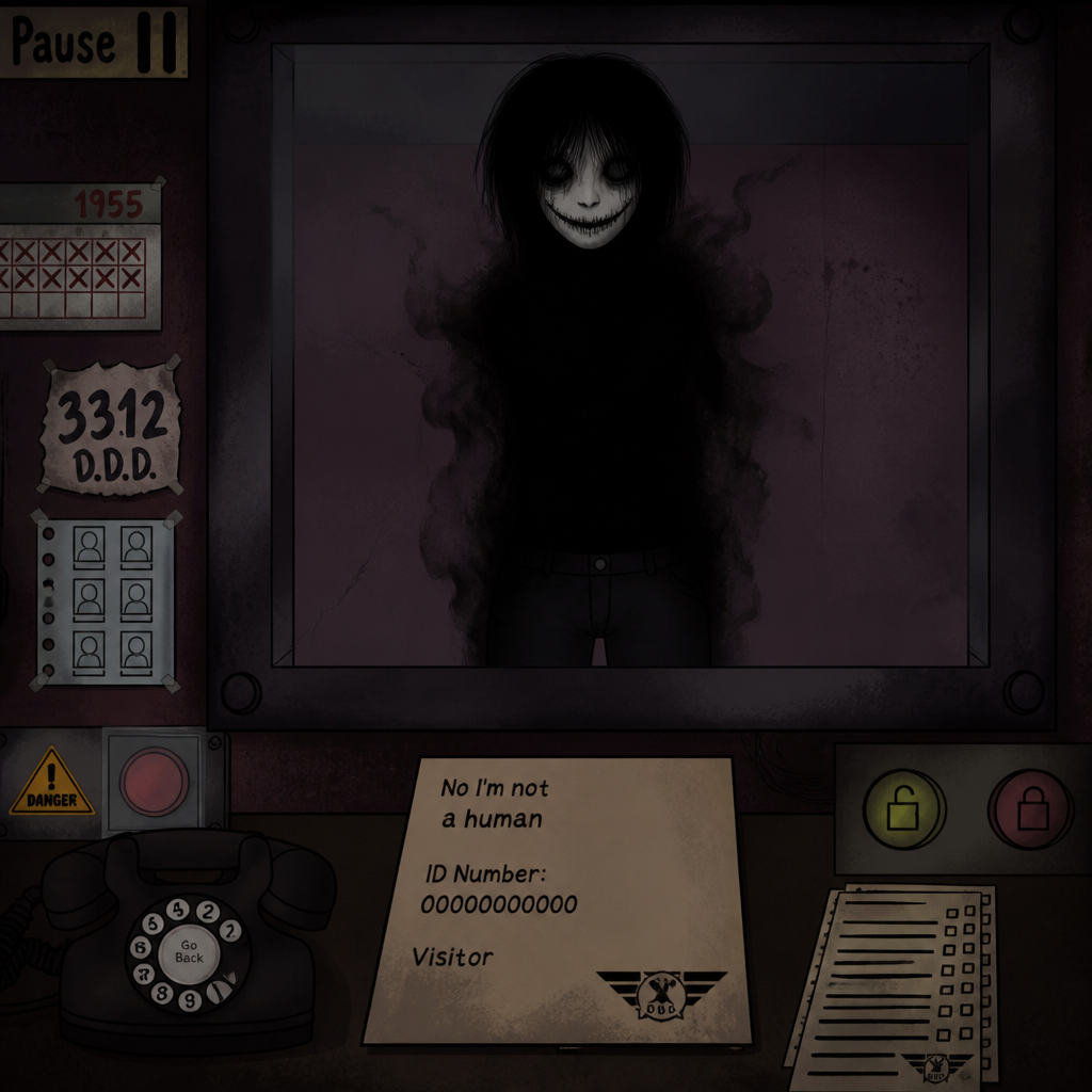The pale visitor in the game name no I'm not a human and pale visitor have black hair and no shift and creepy smiles and black pants