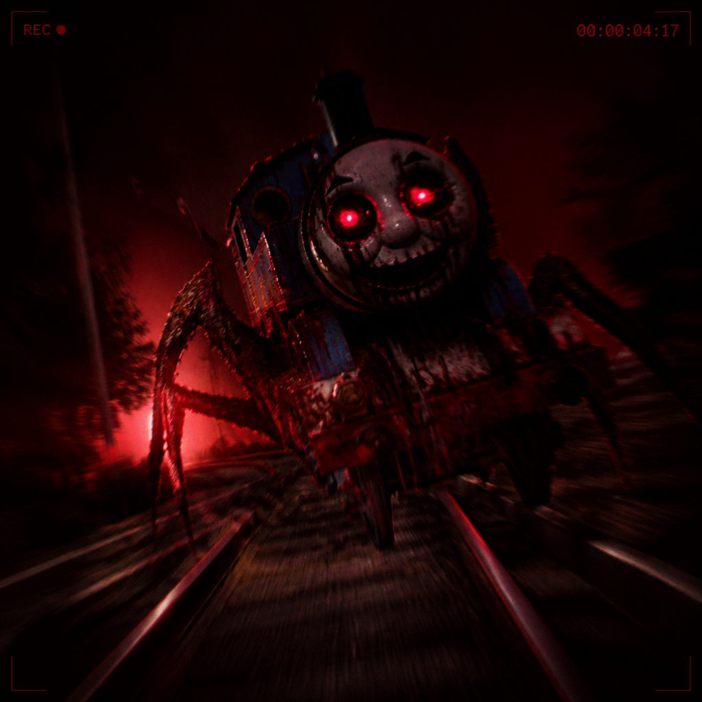 Thomas.exe was on the track run under the camera it was put on the tracks in high speed