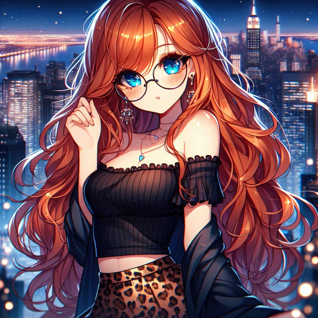 Anime Girl Orange Hair Glasses Anime Fanart